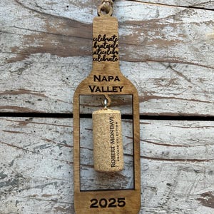 2025 Celebrate Wine Bottle Wine Cork Keepsake Christmas Tree Ornament - Cork not included | Gift for Wine Lover | Wine Trip | Wine Ornament