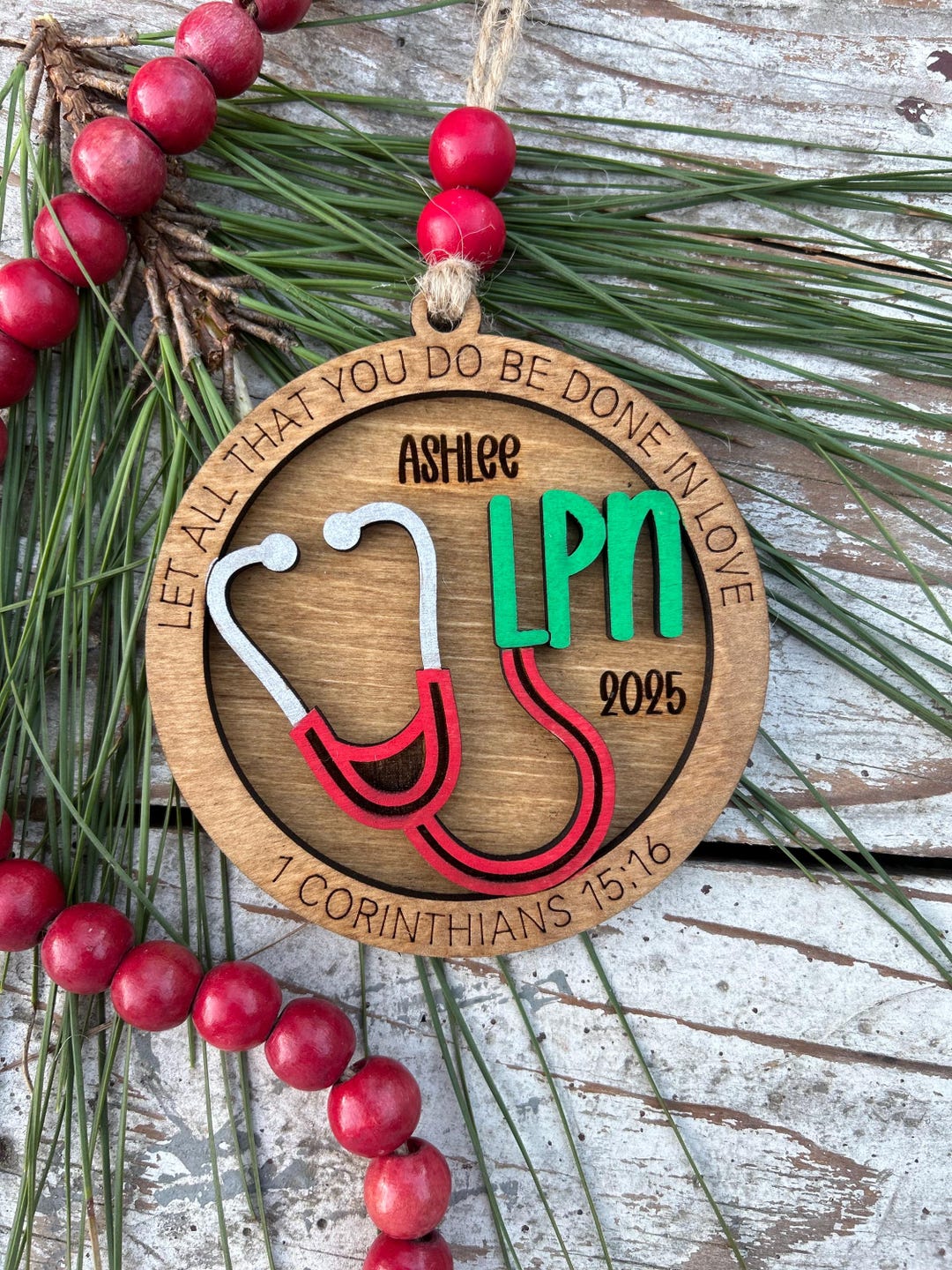 Christmas Tree Rnp Personalized LPN Nurse Christmas Tree Ornament | Religious Gift for ...