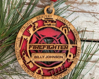 Personalized Firefighter first responder Christmas keepsake Ornament | Gift for Firefighter | Fireman Gift