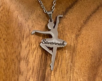 Personalized Ballerina Name Necklace | Custom Ballet Dancer Necklace | Gift for Dance Recital | Ballet Accessory | Dance Team Present