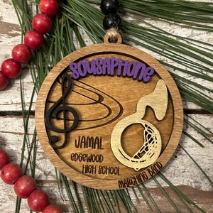 Personalized Sousaphone Marching Band Christmas Tree Ornament | Brass Music Instrument Ornament | Custom Band Gift | Tuba Player |
