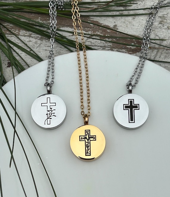 Keepsake Pendant Ashes Necklace Cross Personalized Cross Urn