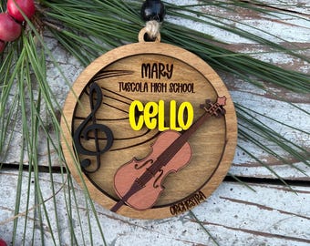 Personalized Cello Orchestra Christmas Tree Ornament | Cellist Gift | Custom Music Cello Lover Keepsake | First Cello Recital Present