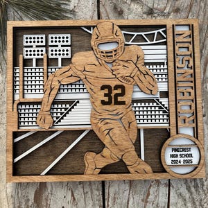 Personalized Football Player Sign | College High School Football Team | Custom Football Player Ornament | Senior Football Gift | Quarterback