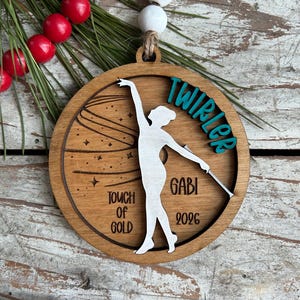 Personalized Baton Twirler Christmas Tree Ornament | Custom College High School Feature Twirler Marching Band Gift | Majorette Team Present