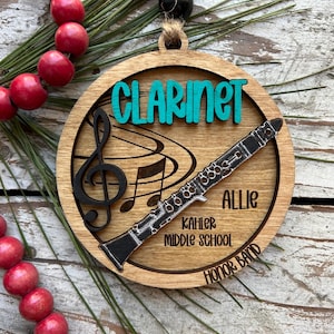 Personalized Clarinet Marching Band Christmas Tree Ornament | Music Instrument Ornament | Woodwinds Custom  Band | Gift for Band Director