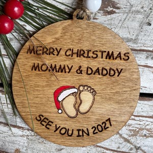 Merry Christmas Mommy and Daddy See You in 2027 Christmas Tree Ornament | Pregnancy Gift for Expecting Parents | Baby Shower Twins