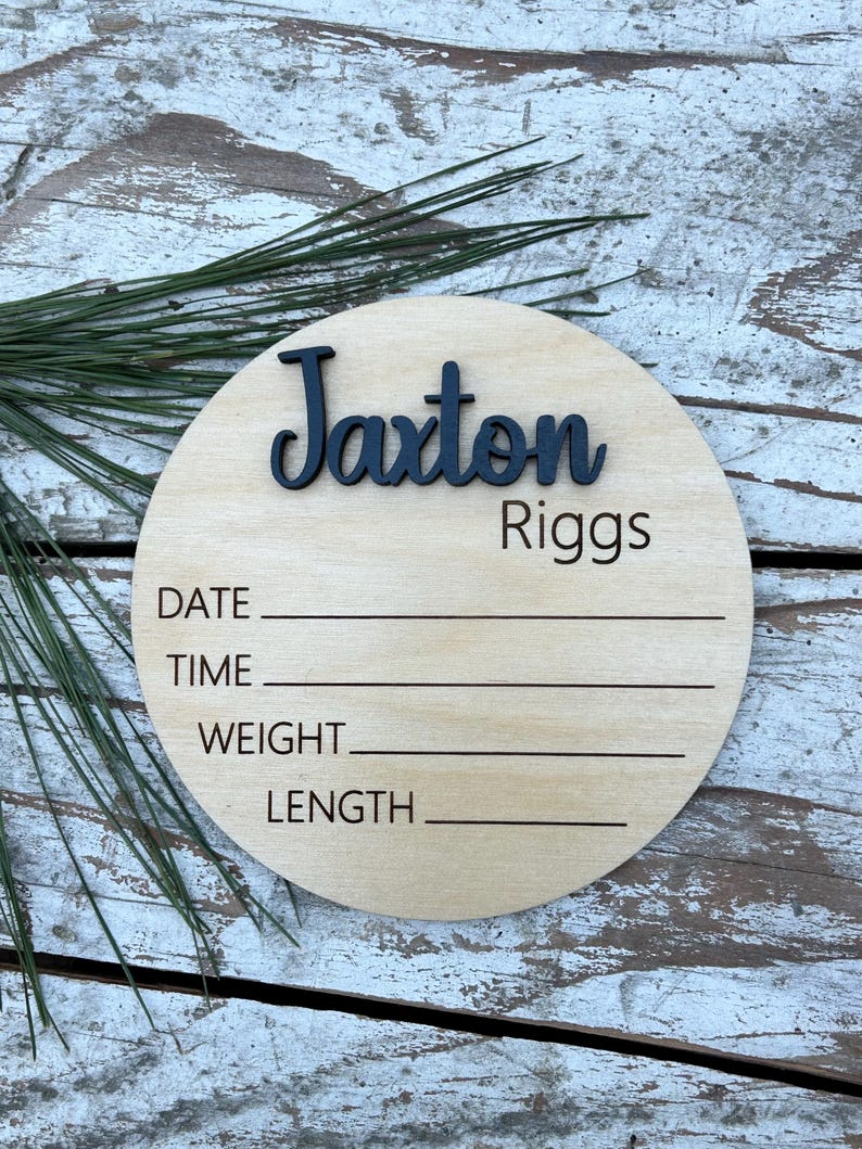 Personalized Newborn Baby Stats Sign | Hospital Footprint Sign for Baby ...