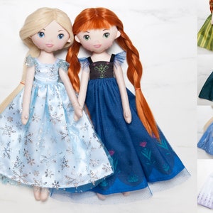 Princesses dolls - Ice princess and Red hair princess  from fairytale  -  cotton dolls with additional dresses