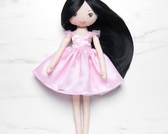 Poupée ballerine - poupée chiffon en coton dans une robe de ballerine rose