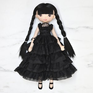 Wednesday Addams Handmade doll Gothic, Rag, heirloom, Play - DailyDoll Shop