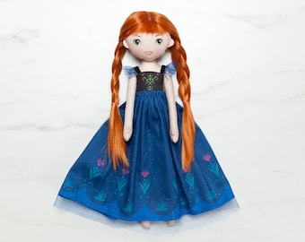 Princess doll - Red hair princess  from fairytale  -  cotton dolls