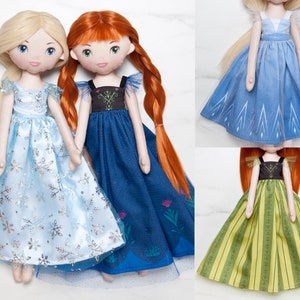 Princesses dolls - Ice princess and Red hair princess  from fairytale  -  cotton dolls with additional dresses