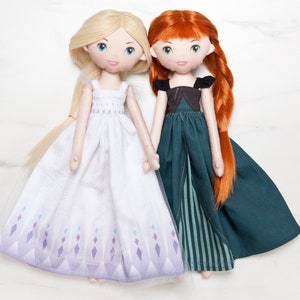 Princesses dolls - Ice princess and Red hair princess  from fairytale  -  cotton dolls