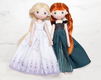 Muñecas princesas - Princesa de hielo y Princesa de pelo rojo de cuento de hadas - muñecas de algodón