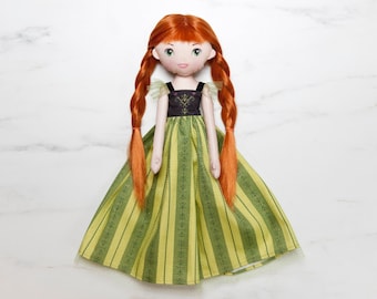 Prinsessenpop - Rood haar prinses uit sprookje - katoenen poppen
