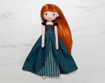 Princess doll - Red hair princess  from fairytale  -  cotton dolls
