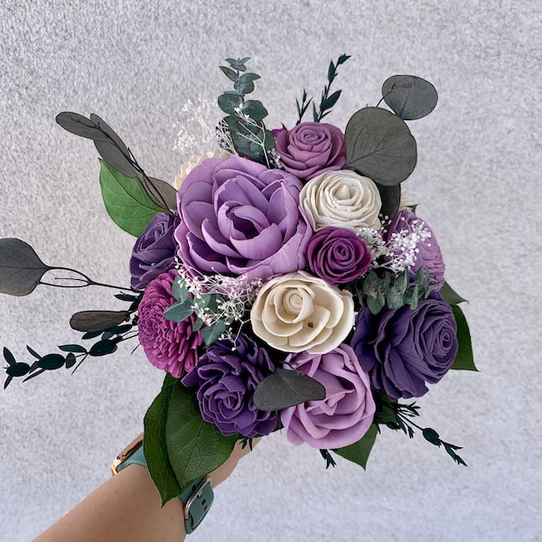 Custom Sola Wood Flowers Bridal Bouquet Floral Arrangement for Bride and Bridesmaids *ANY COLOR*