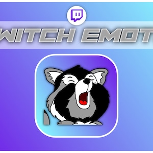 May include: A Twitch emote featuring a cartoon raccoon with a wide open mouth and a surprised expression. The raccoon is gray and black with a white nose and eyes. The emote is set against a purple and blue gradient background.