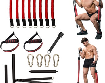 Tragbares Pilates-Bar-Set mit Widerstandsbändern, tragbares Stick-Bar-Krafttrainingsset, Heim-Fitness-Workout-Ausrüstung
