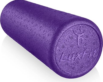High Density Foam Roller for Back Pain Legs and Muscles Extra Firm with Online Instructional Video (Solid Purple, 18-Inch)