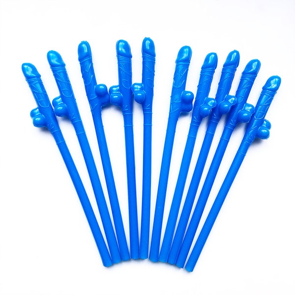 Blue Naked Willy Straws Funny Sipping Hen Party Bachelorette Party Stag Do Funny Gifts Rude 10pcs