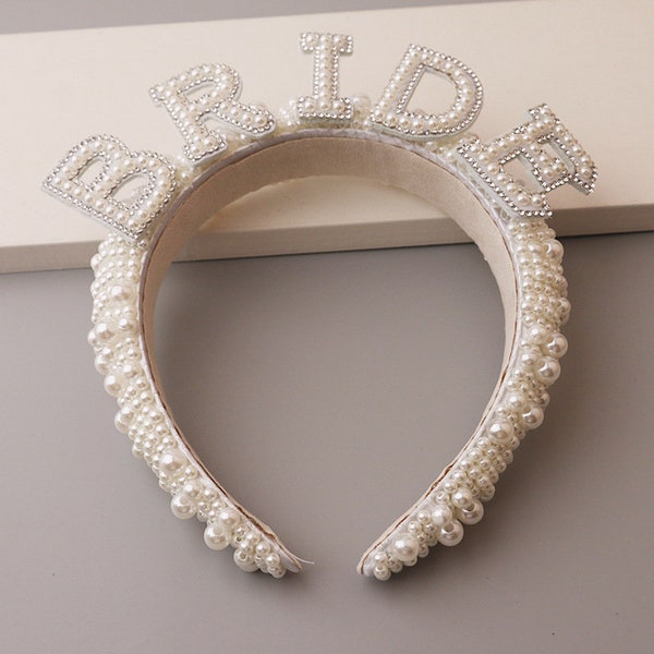 Bride Pearl Hairband Hen Party Hair Accessories Bachelorette Party Wedding Headband Party Decorations