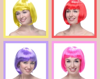 Bachelorette Party Wigs Short Bob Hair Wigs Multicolored Cosplay Costume Wig Daily Party Hairpiece for Women Girls