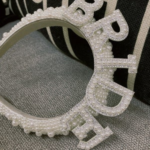 Bandeau de perles de mariée accessoires de cheveux de fête de poule EVJF, bandeau de mariage, décorations de fête image 5