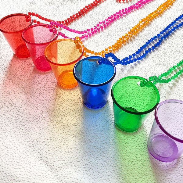 12 Pieces Bride Plastic Beaded Bridal Shot Glass Necklace for Bachelorette Party