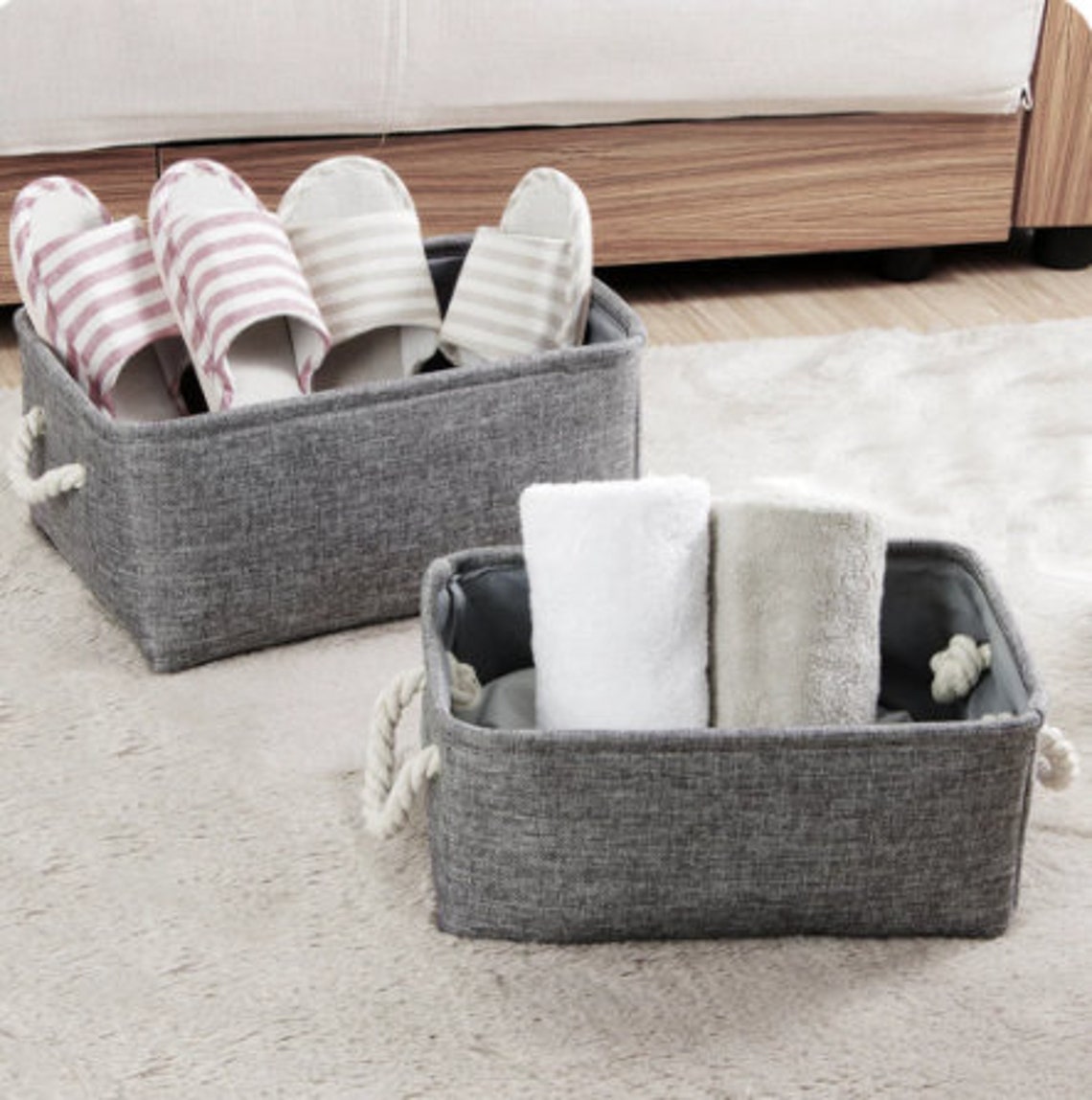 S/M/L Linen Storage Basket Foldable Sundries Storage Baskets Etsy