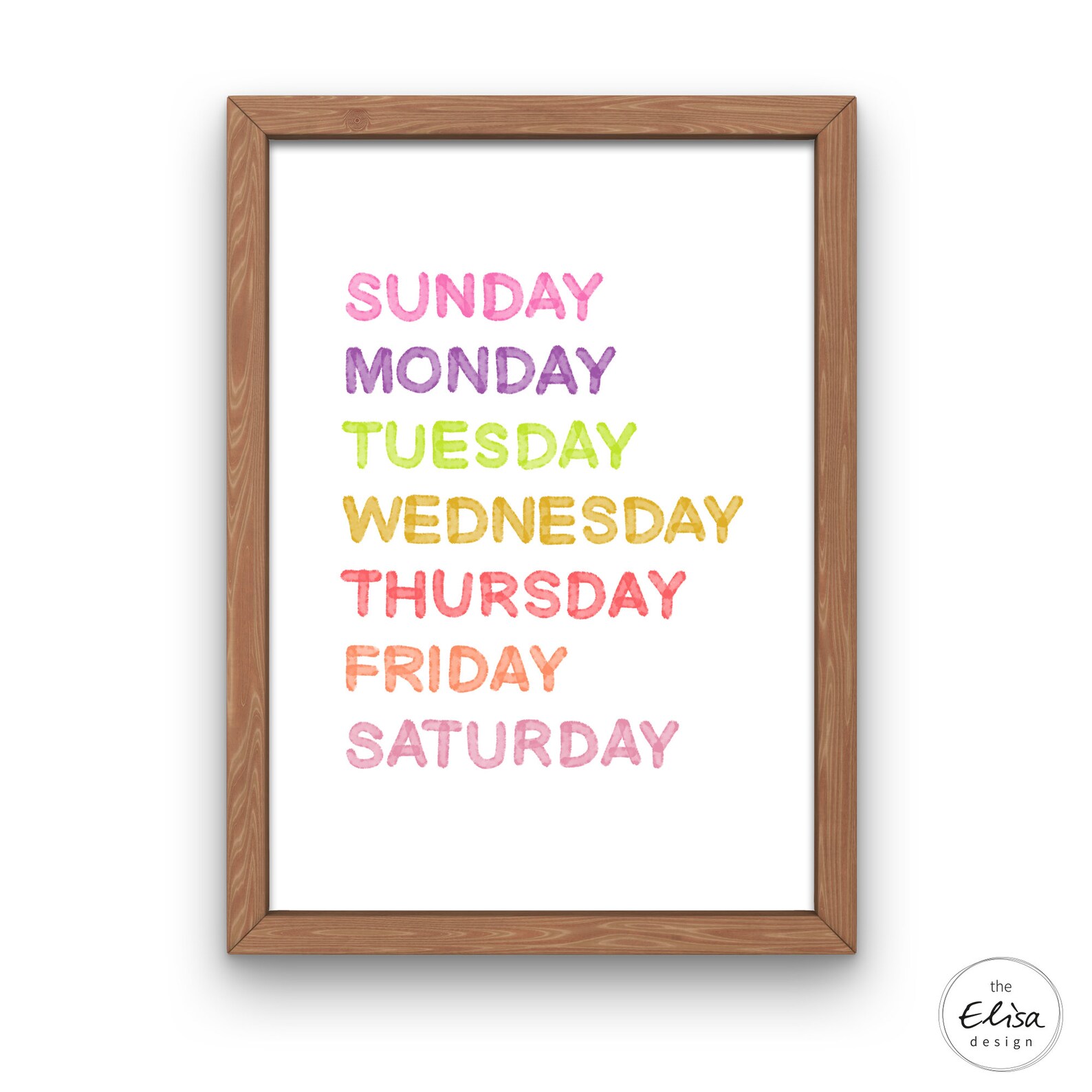 Days of the Week Poster Printable Wall Art - Etsy