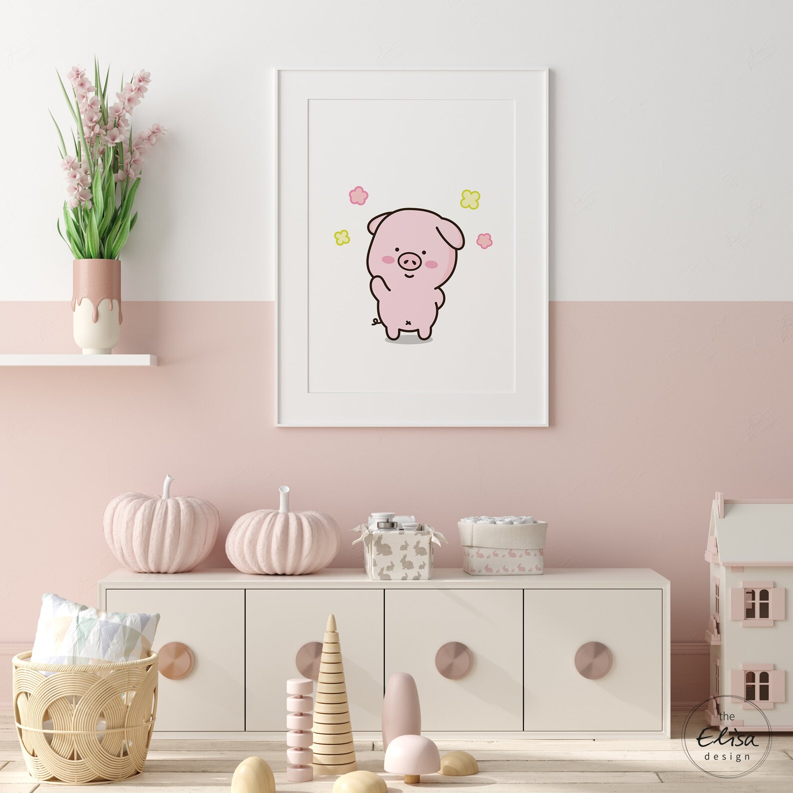 Pig Print Pig for Kids Room Decor Etsy