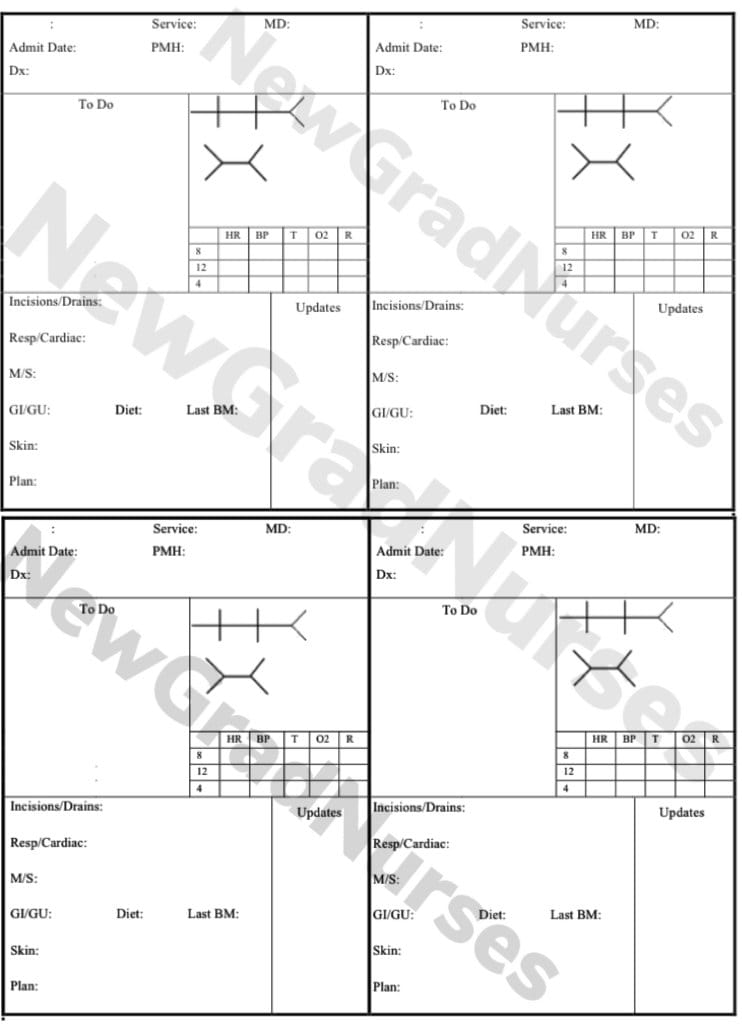 nursing report sheet 6 patients