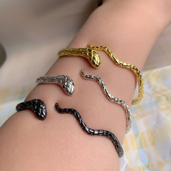 New Arrived Gold Silver Bracelet Cobra Snake Bracelet for Women Metal  Silver Bangle Bracelets & Punk Rock Animal Jewelry