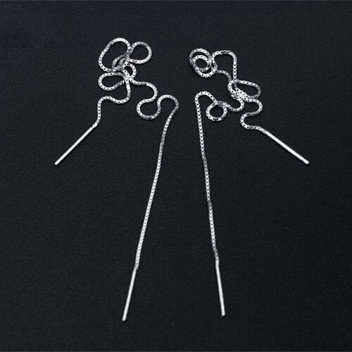 S925 dainty Korean ear thread, Minimalist fashion Threader Earring for her, Tassel drop earrings, Elegant earring shops chains|thanks giving gifts