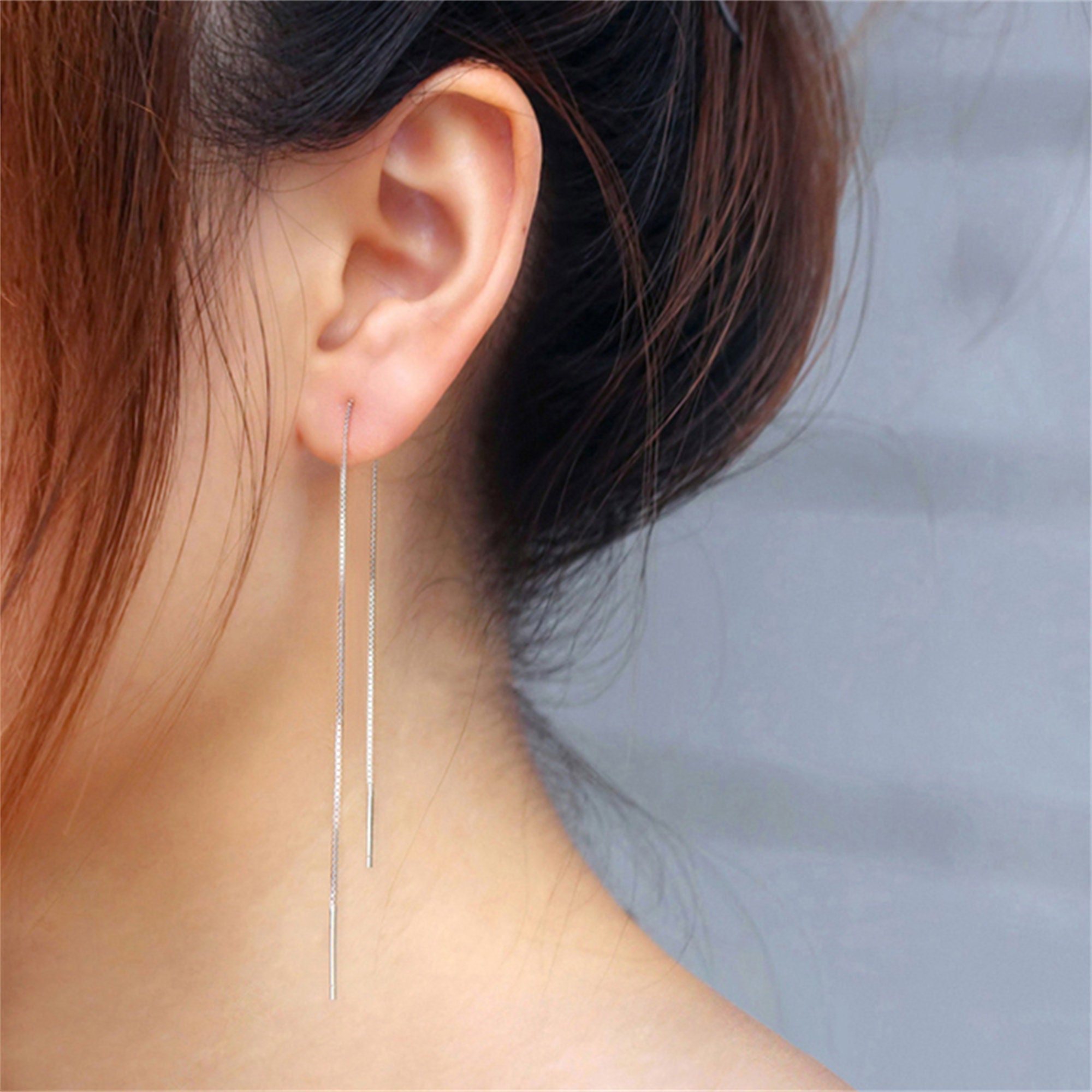 Gold needle and thread earrings shop