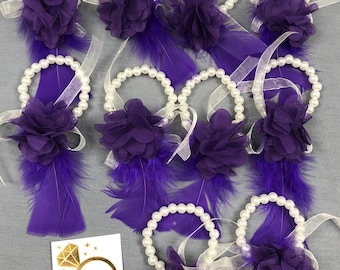 Conjunto de pulseras florales purple laser bridesmaid