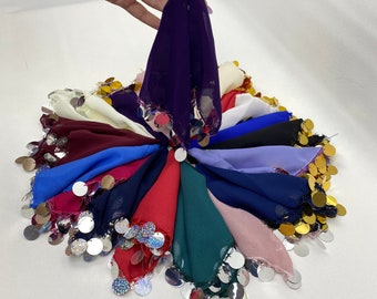 Chiffon Wedding Handkerchiefs with Sequins, Bridal Gift, Set of 10