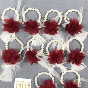 Burgundy Laser Floral Bridesmaid Bracelet Set image 1