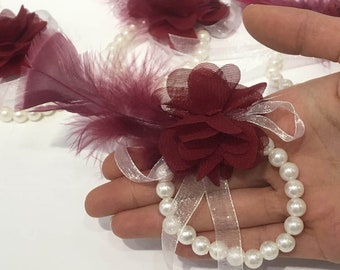 Bourgondische Bloeiende Bijbel Bruidsmeisje Armband