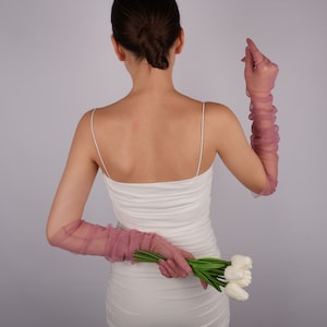 Long Tulle Gloves, Long black gloves, black sheer gloves, evening dress gloves, black gloves, tea party gloves, fashion gloves,formal gloves