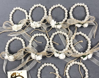 Wicker And Floral Bridesmaid Bracelet Set