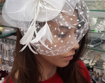 Chapeau de mariage violet Vualet avec polkalics blancs, mariée, mariage, accessoire de mariée, chapeau de mariée, accessoire de cheveux, cérémonie, cheveux, accessoire de tête