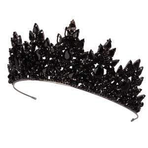 Kristall schwarze Krone Stirnband Braut Tiara Braut Krone schwarze Kristall Krone Gothic Tiara Schwarze Hochzeits-Tiara Gothic Kopfschmuck Goth Krone