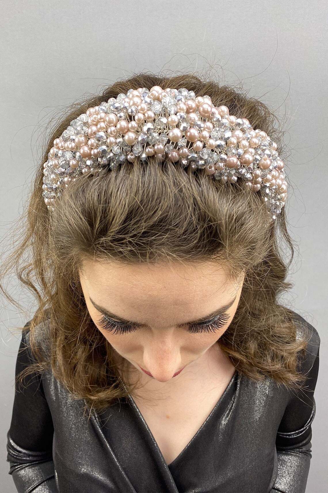 Graue Farbe Leal Bombed Kristall und Bibel Braut Haar | Etsy