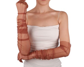 Long Tulle Transparent Bridal Gloves Gloves for Costume and Prom
