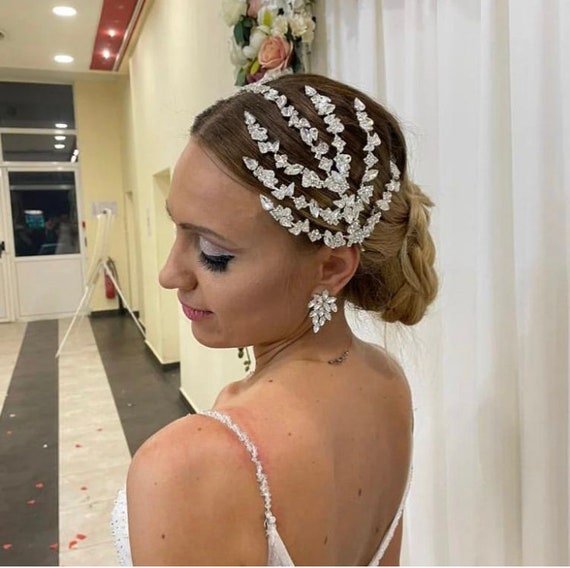 Crystal Bridal Headpiece, Sparkle Wedding Tiara, Prom Hair  display picture 3