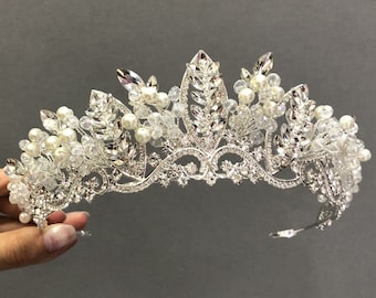 Couronne de mariée en pierre de cristal biblique mariée, mariage, diadème de mariée, diadème de mariée fleuri, accessoire de cheveux, cérémonie, couronne, couronne de la reine, pr