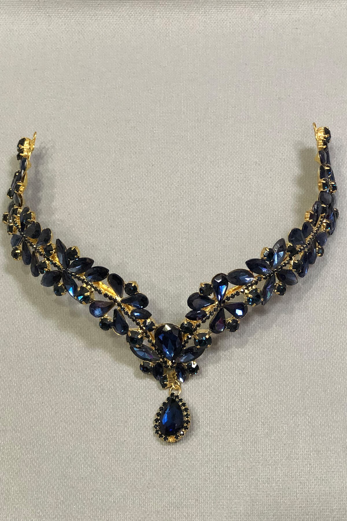 Navy Blue Crystal Stone Forehead Stony Accessory Stylish Etsy